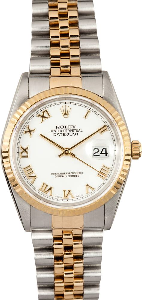 rolex datejust 16233 white roman dial|rolex 16233 day date.